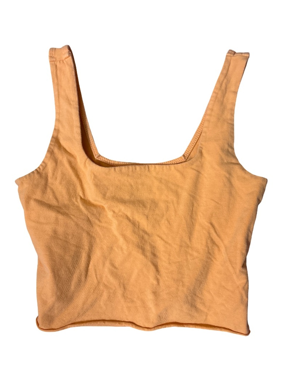 Square Neck Cropped Tank Top in Peach